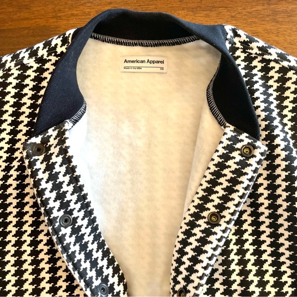 American Apparel Houndstooth Jersey Knit Bomber Jacket Size Unisex Mens XS - Picture 7 of 7
